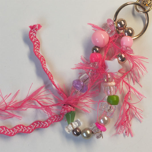 Keychain Charm Clip - Fuzzy Pink Monster